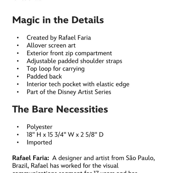 New! Disney Mickey Mouse Rafael Faria Bright Retro All Over Print Large Backpack - Picture 5 of 5